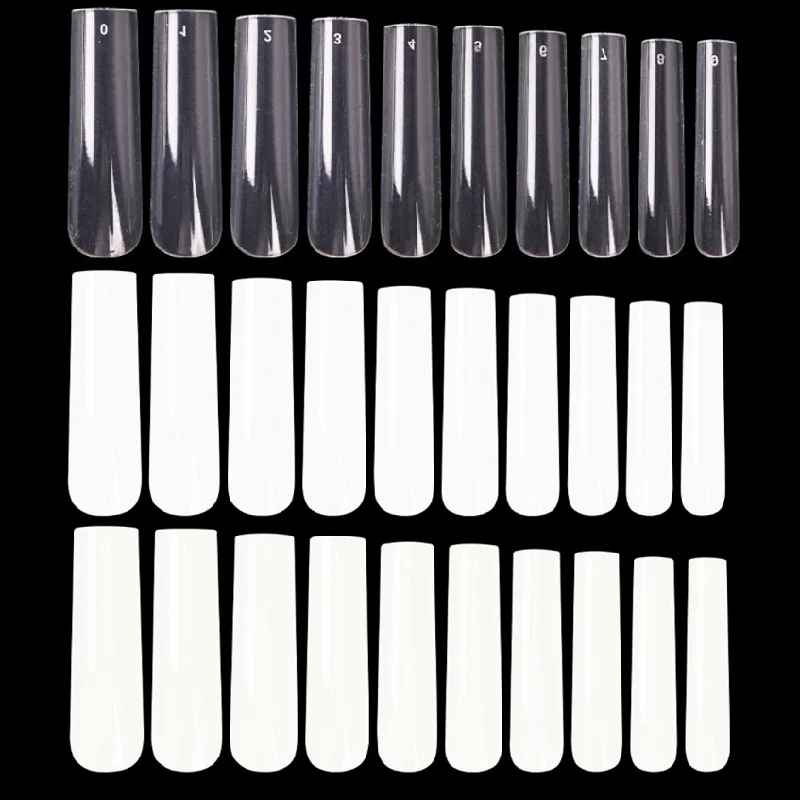 

XXL Straight Square Full Cover Natural Clear Tip Nails Extra Long Pipe ABS Press On False Nail Tips For Wholesale, Clear,natural,white