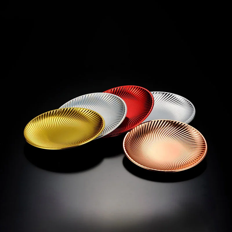 

Factory sale rose gold/ laser silver/ brilliant silver plastic gold plates dinner plate