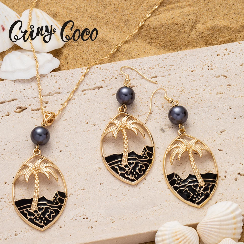 

Cring CoCo New Arrivals Factory 14k Gold Round Black Pearl Polynesian Sets Hawaiian Jewelry Set Wholesale