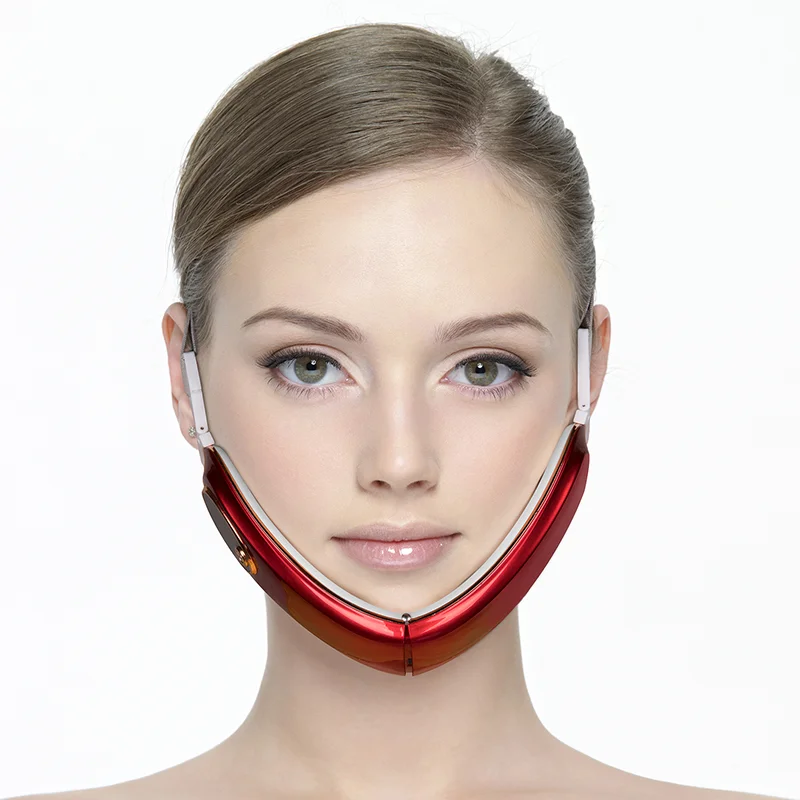 

Infrared Vibration V Shape Face Massager Face Lift Massager Belt, White,red