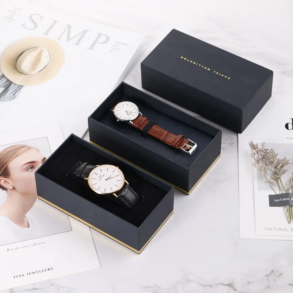 

High end custom logo Cardboard luxury slot gift paper watch box, Custom color accepted
