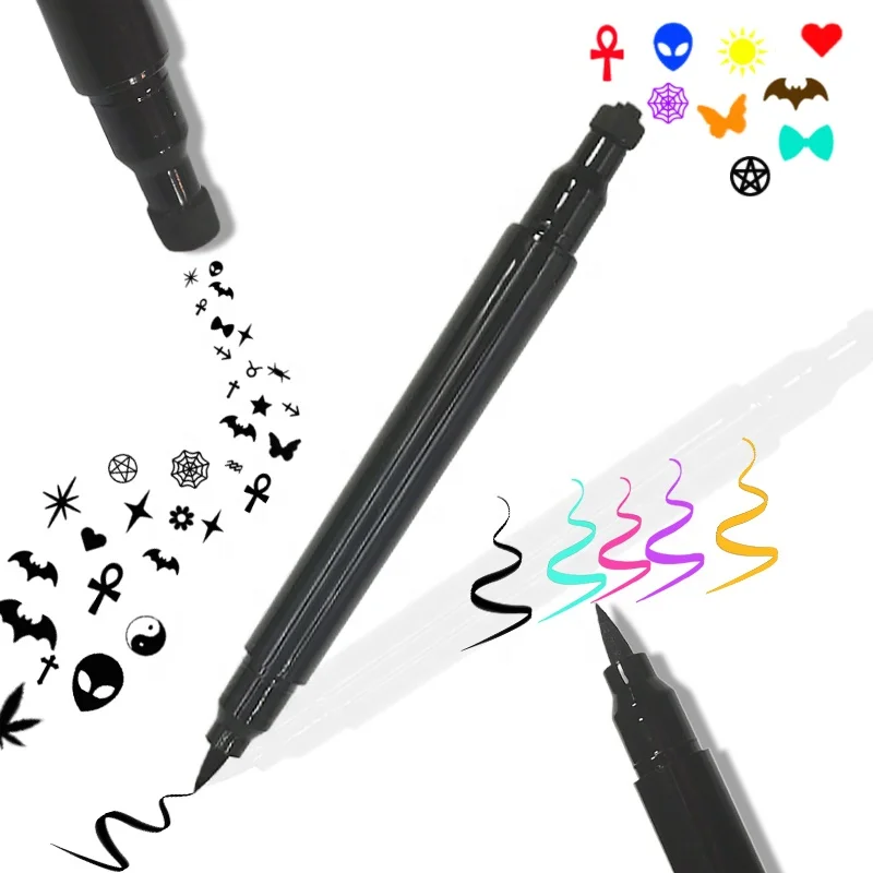 

No Logo Multi-shape Double Head Winged Eyeliner Stamp Waterproof Colorful Liquid Eye Liner Stamp, Multi-color