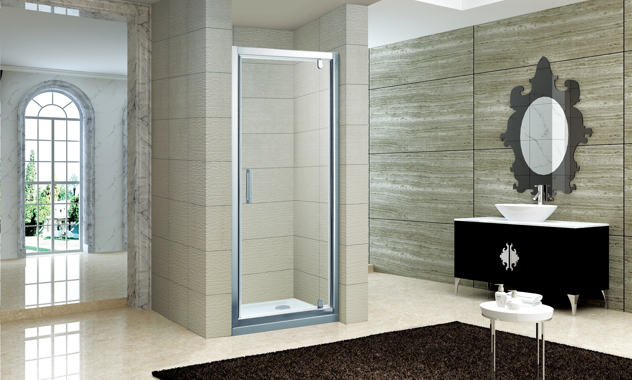 Aluminium Frame Adjustable Pivot Bathroom Shower Cabin(KD3006)