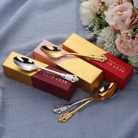 

couple spoon 304 stainless steel gold black coffee spoon ice cream for wedding valentine's day gift