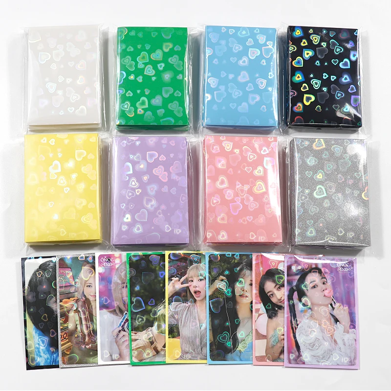 

8 Colors New Release Fashionable Hologram Photo Card Sleeves 1500pcs Premium Matte Back Holographic KPOP Style in Stock