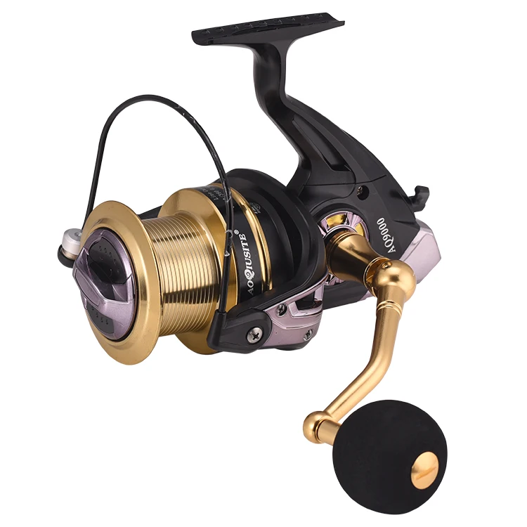 

Professional Manufacture Cheap Metal And Plastic Spinning Long Throw Fish Reel, Black and gold