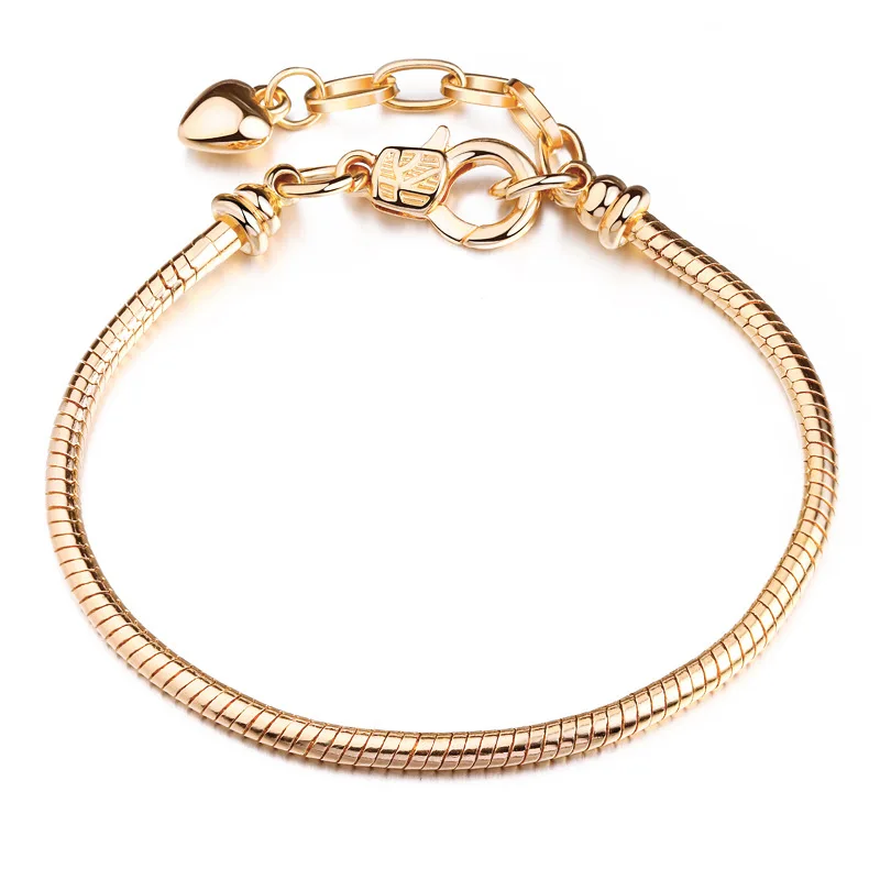 

Stocks Sale DIY Snake Chain bracelet for women and men in gold and rose gold plated Wholesale Jewelry Fashionable Bracelet