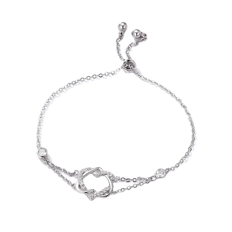 

Twisted Double Heart In Heart 925 Silver Personalized Bracelet