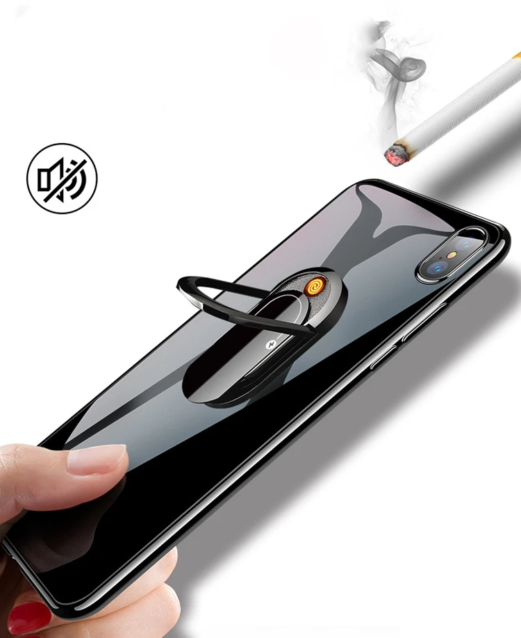 Electric Windproof Newest Design Oval Mobile Phone Lighter With Support