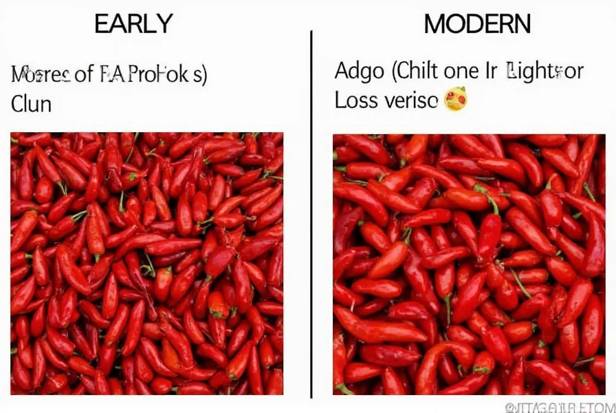 Side-by-side comparison of early and modern chili memes showing increased complexity and storytelling elements