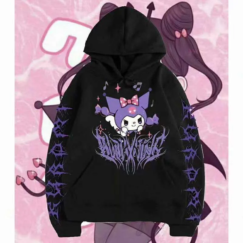 

Women Hip Hop Streetwear Hoodies Women Jacket Kuromied Print Goth Jacket Coat Harajuku Y2k Clothes Punk Outwear Sweatshirt
