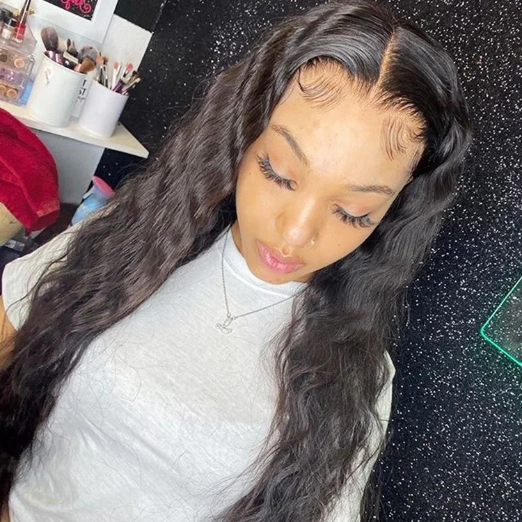 

Raw indian water wave 10a grade hd lace frontal wig suppliers 30 inch 13x6 613 water wave short full kace wig