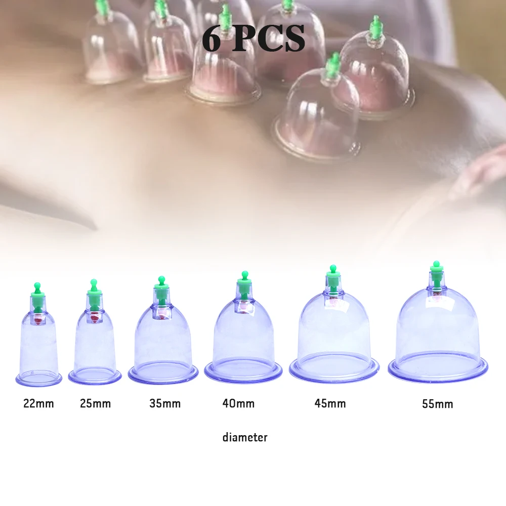 

6pcs Cupping Kits Vacuum Suction Cups Set Cupping Jar Acupuncture Vacuum Hijama Cups Wet Massage Cupping Therapy Set