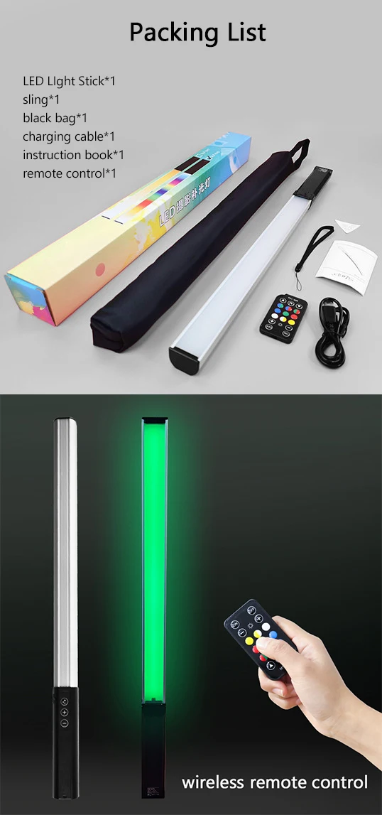 Handheld Led Video Light 3200k 5500k Rgb Colorful Stick Professional