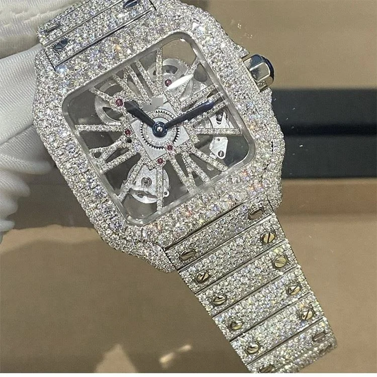 

Custom Mens Women Watches Diamond Iced Out Luxury Fashion Bling Dial Bezel Band VVS Moissanite Watch