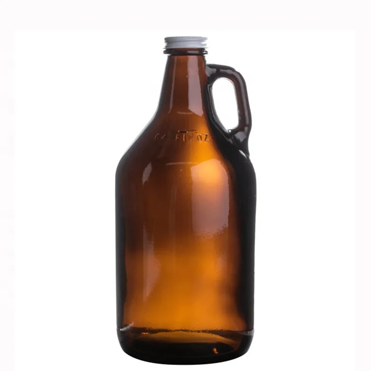 

Glass Table Top Jar Wholesale Amber Glass Jar Beer Wine Glower Bottle Large Olive Oil Bottle Packaging with Handle