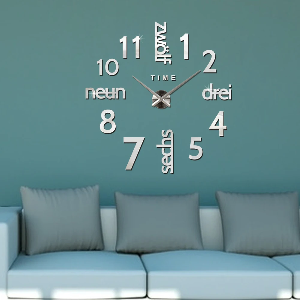 

Creative Modern Design Large DIY 3D Wall Clock Home Decor Art Watch Mirror Sticker