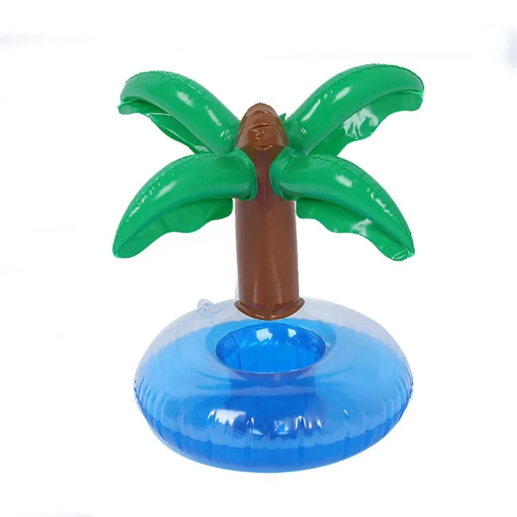 

Coconut Tree Inflatable Floats Cup Holder for Swimming Pool Party, Sky blue and green