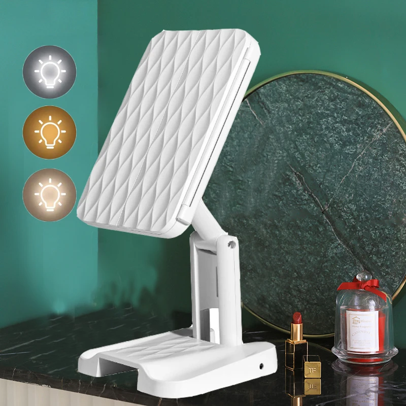 

2021 Factory OEM ODM USB Rechargeable Trifold Vanity Cosmetic1x/2x/3x LED Makeup Mirror
