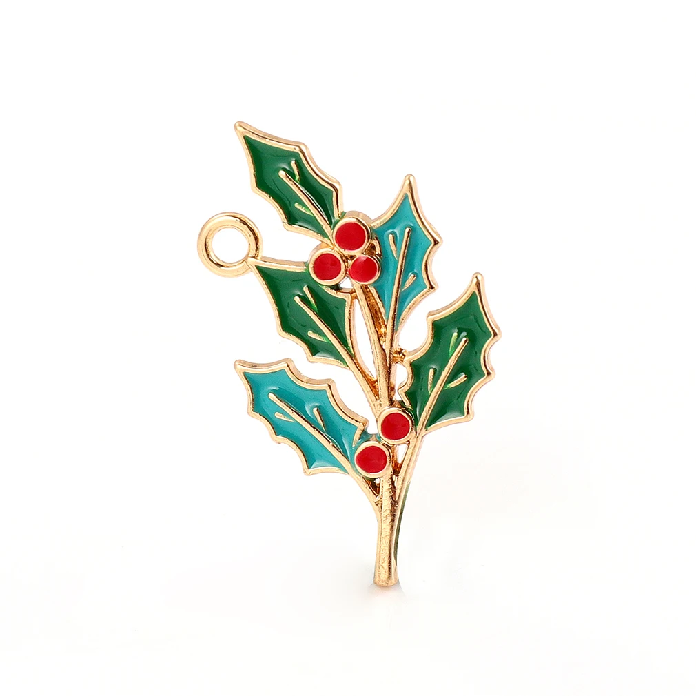 

Green leaf drop oil alloy pendant Gold Plated Women Necklace Charms with Multiple Options for woman Jewelry Making gifts, As shown