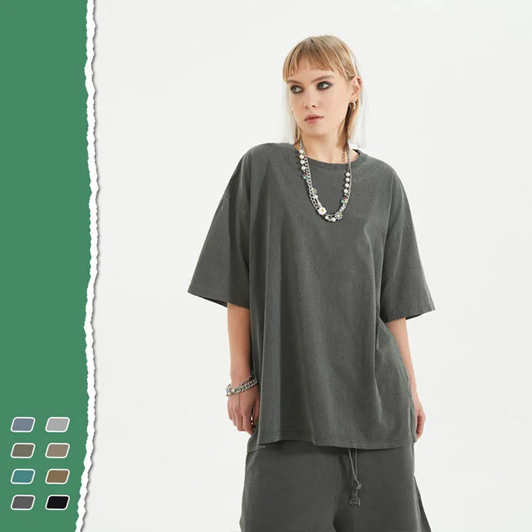 

wholesale customize acid washed tee oversized vintage women t shirt