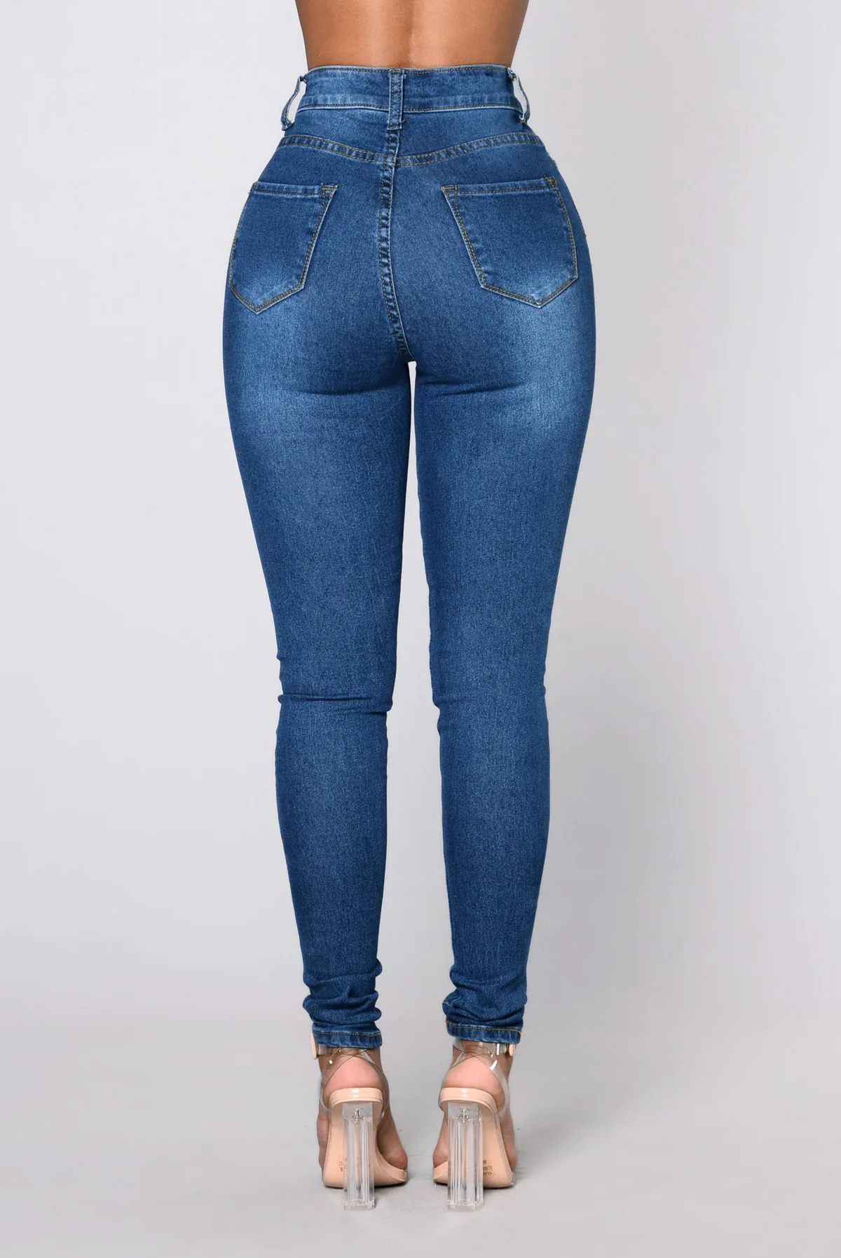 
New Fashion Autumn Women Denim Skinny Pants high-Waist Blue Black Slim Elastic Lady Jeans 