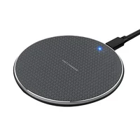 

New Arrival Oem Logo Promotional Qi Charging Standard Round Metal Portable Mobile Phone Accessories Wireless Chargers Adapter