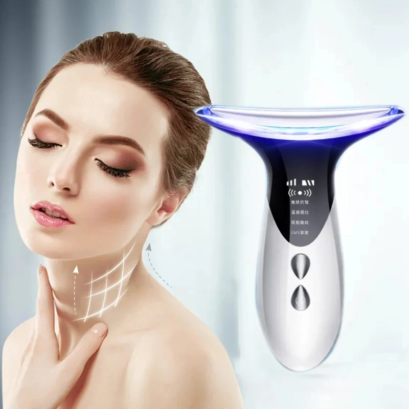 

Personal Skin Care Competitive EMS 3color LED Lights Heating Vibration Lifting Beauty Device Face and Neck Lift Massager