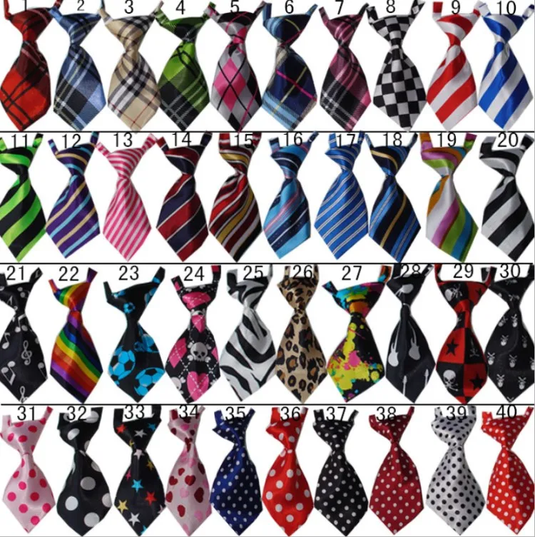 

More Colours Wholesale Cheap Adjustable Pet Tie Dog Necktie Stripped Spotted Plaid, As picture