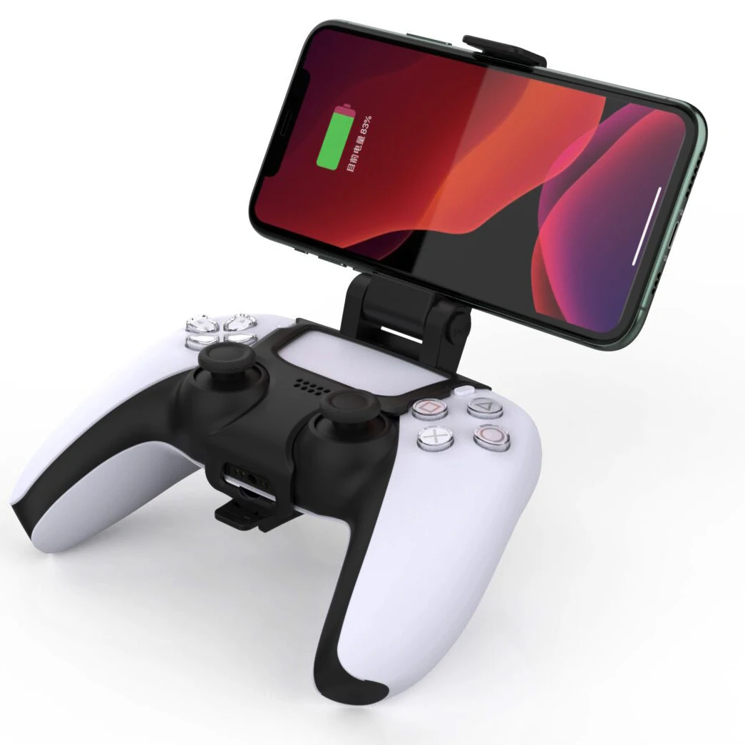 

180 Degree Adjustable Mount Smartphone Clip For Playstation 5 Console Joystick Mobile Phone Clamp For PS5 Controller Holder, Black