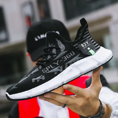 

men's summer new style flying woven trend casual shoes fashion low-top breathable non-slip thick-soled sneakers luminous