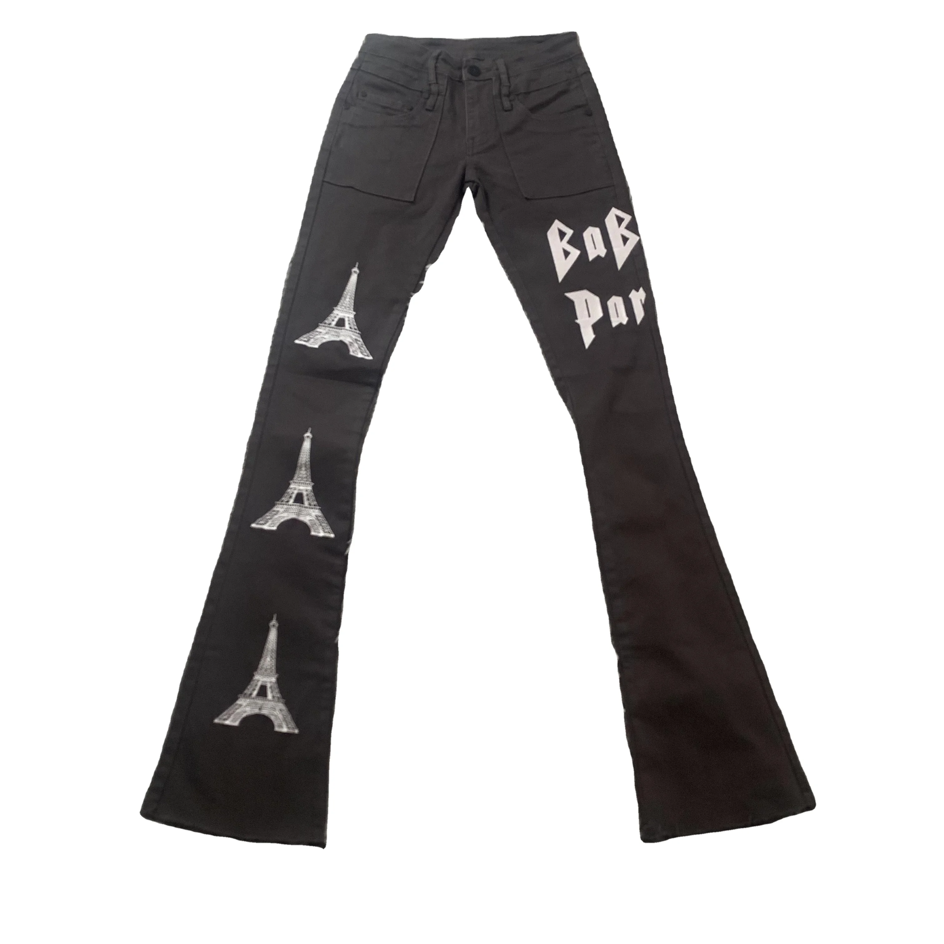 DENIMGUYS Ready to Ship Mens Clothing Custom Logo Embroidery Bootcut Denim Streetwear Men Flare Jeans