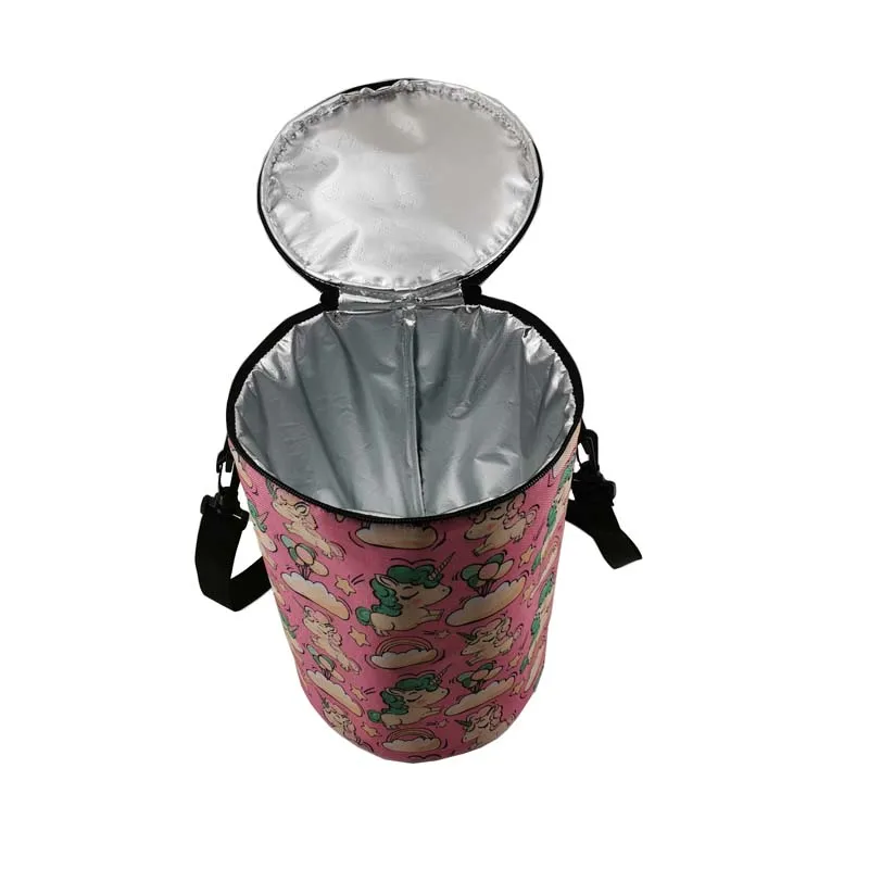 product hot sale eco friendly zipper closure insulating effect durable big picnic shoulder cooler bag made oxford thermal round bag-3