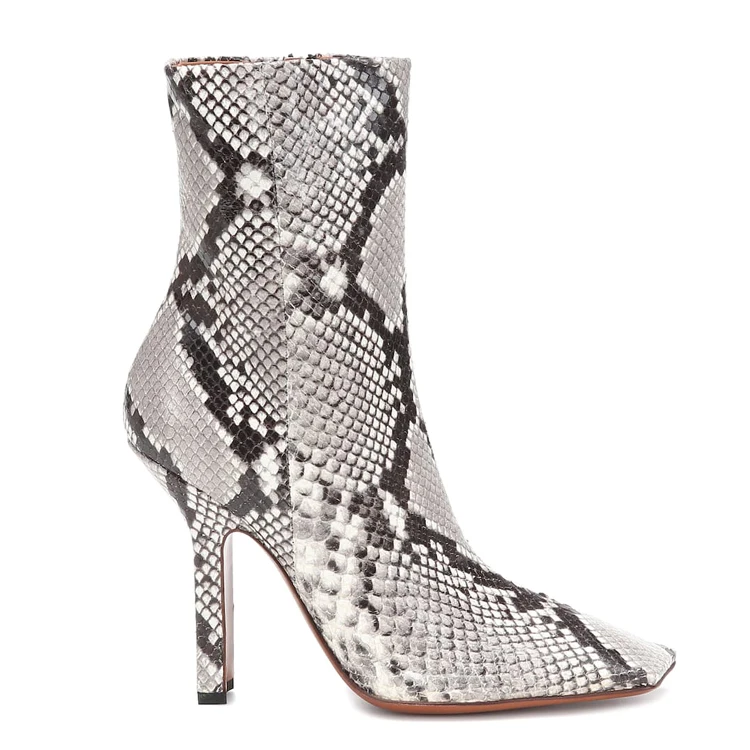 

New Fashion Designer High Heel Women Winter Boots snakeskin Women Ankle Boots