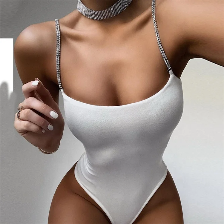 

Wholesale Women sexy sleeveless blank Spaghetti Straps Bodysuit, Black,white