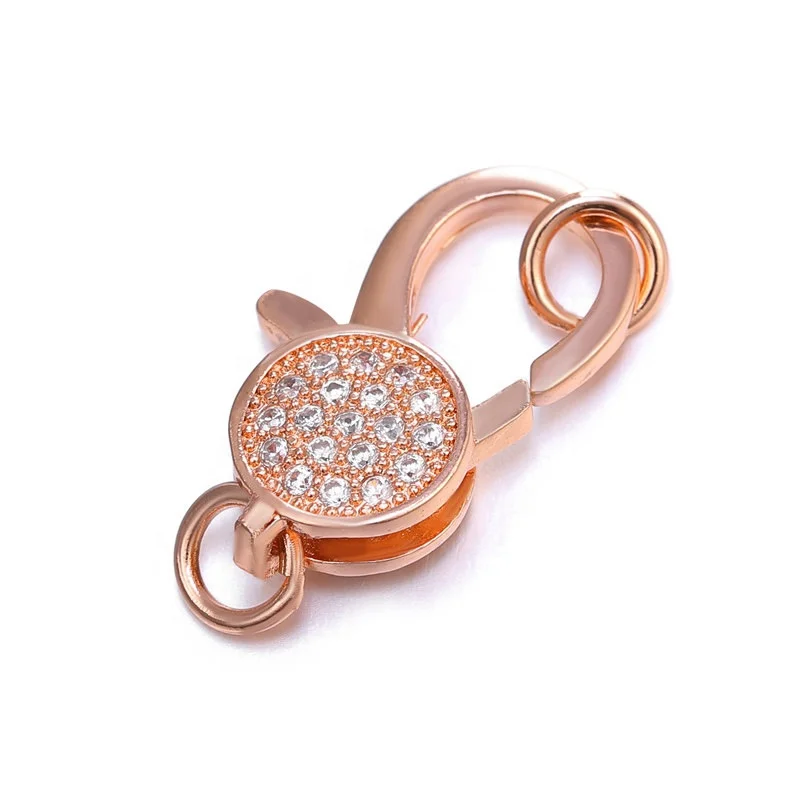 

Jewelry accessories Copper Micro Pave Set CZ Lobster Keychain Double Hanging Buckle
