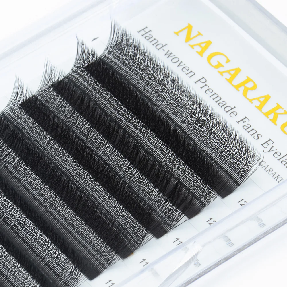 

NAGARAKU 3D pre made fans shape W eyelash extension volume blooming mink eyelashes 3D bundle lashextensions, Matte black