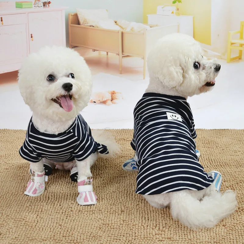 

Fashion Dog Vest Thin Breathable Dog Clothes Summer T-shirt Striped Dog Girl Dress Clothes for Pet, 2 colors