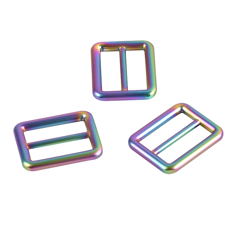 

1 inch Bags Strap Buckles Metal Matte Rainbow Slider Buckle Tri Glide Adjust Belt Buckle