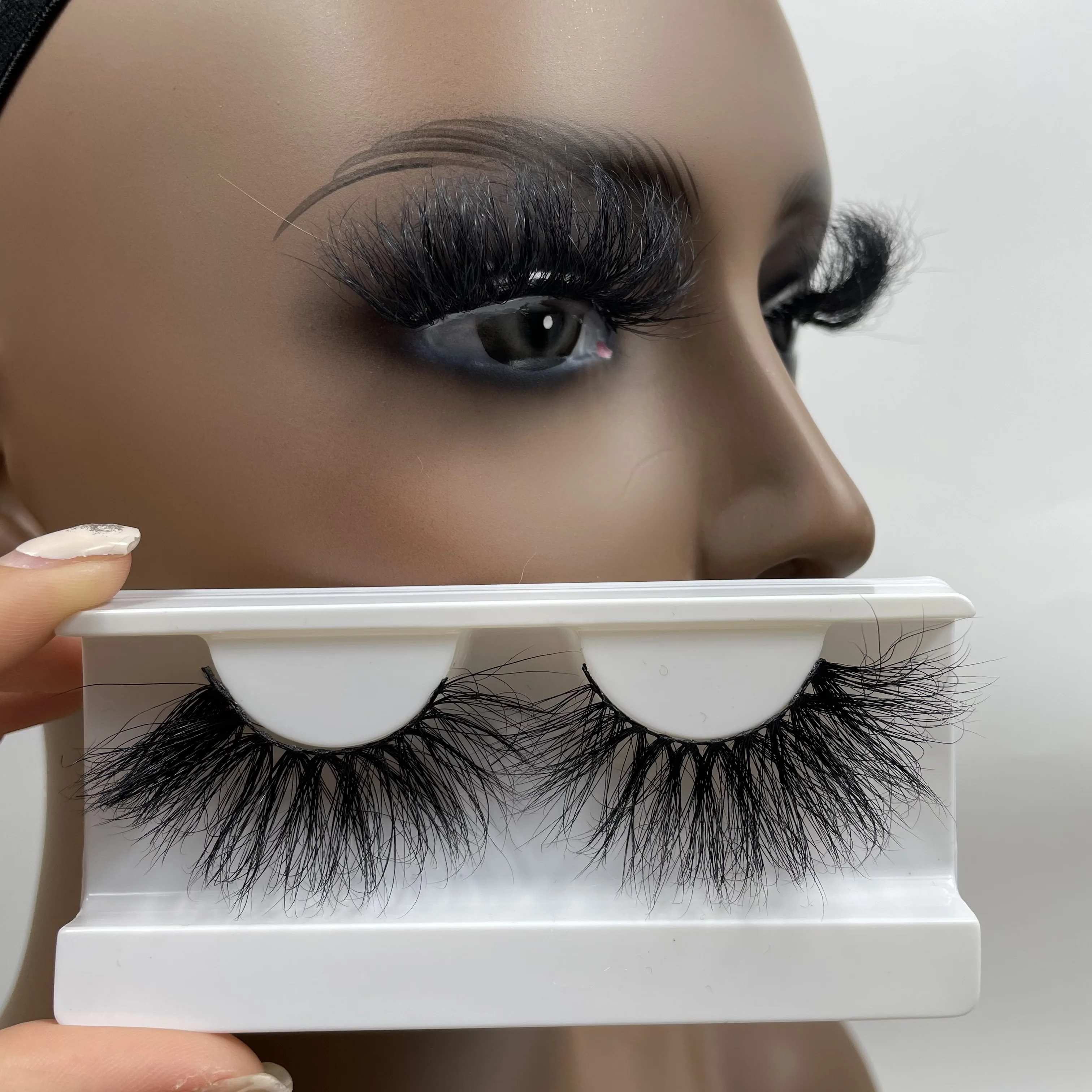 

100% Mink eyelashes Dramatic fluffy 25mm full strip lashes vendor wholesale 5d 30mm mink eyelash supplier, Natural black