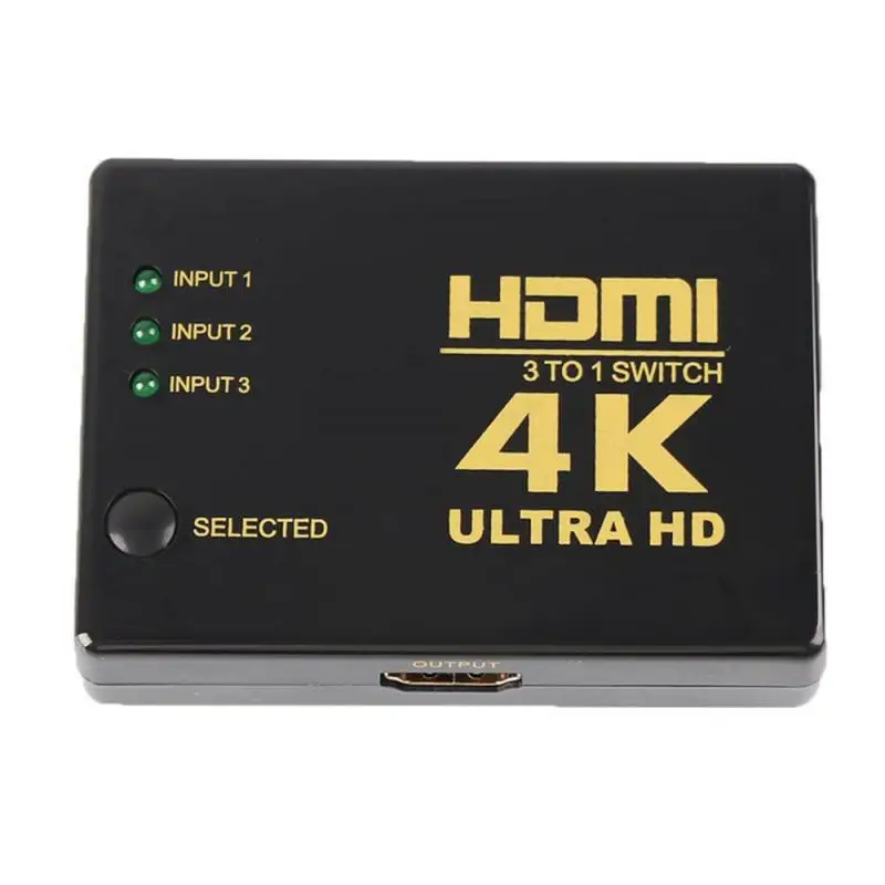 

4K 2K 3x1 HDMI Cable Splitter HD 1080P Video Switcher Adapter 3 Input 1 Output Port HDMI Hub for Xbox PS4 DVD HDTV PC Laptop TV, Black and yellow