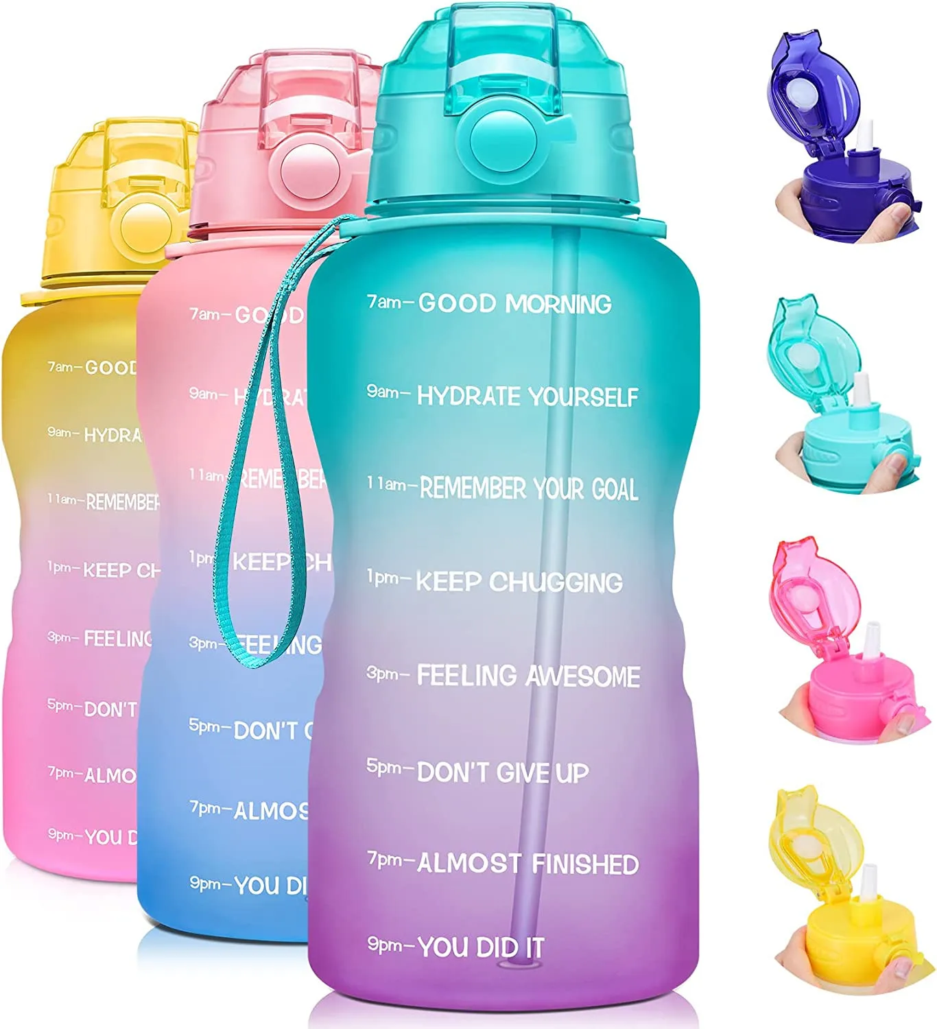 

Large Half 3800ml Motivational Water Bottle with Time Marker & Straw BPA Free Water Jug Sport Water bottle for Travel