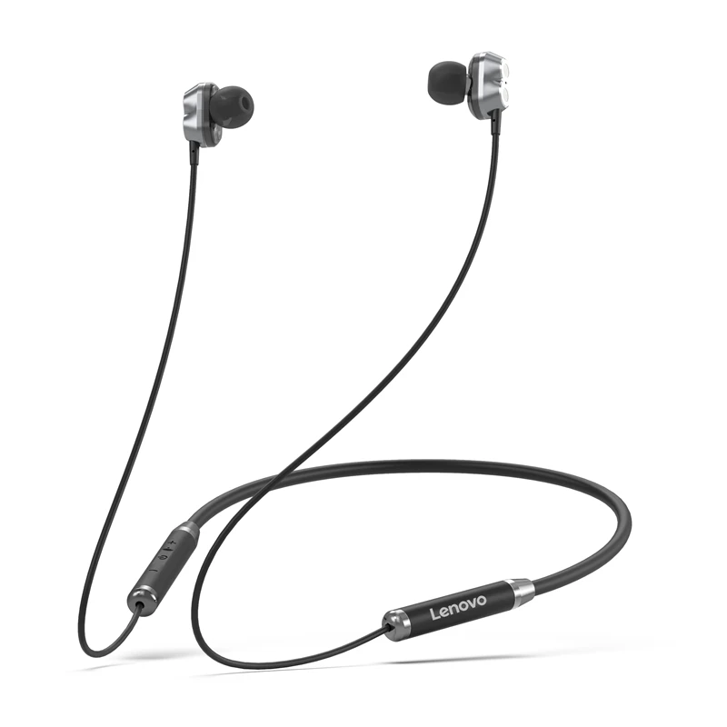 

For Lenovo HE08 Magnetic Neckband Wireless Sports Headphones HIFI Stereo HD Call Waterproof Double Moving-coil Earphones