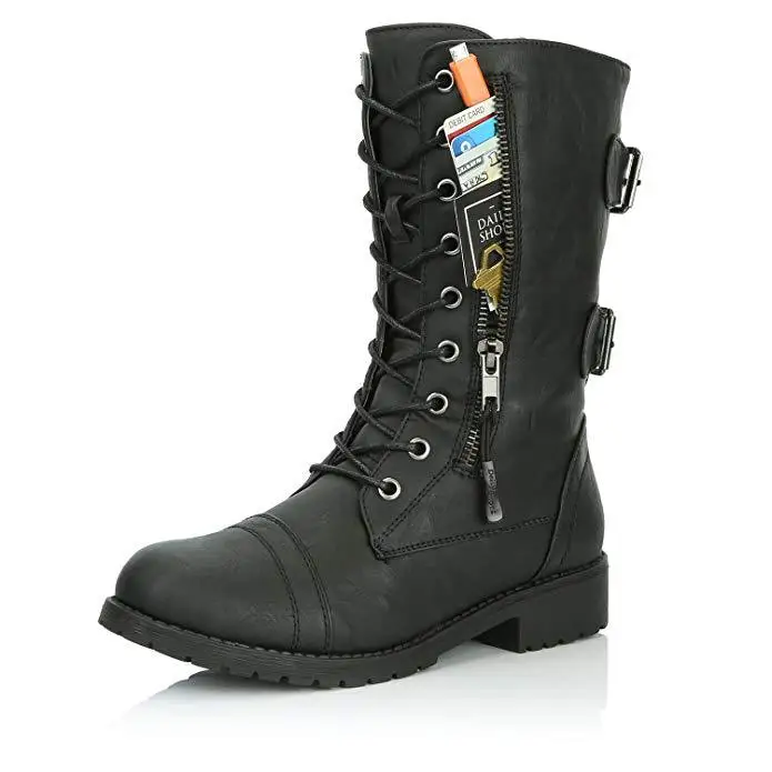 

Winter Black Women High Heel Boot Zip Pocket Upper Platform Boots