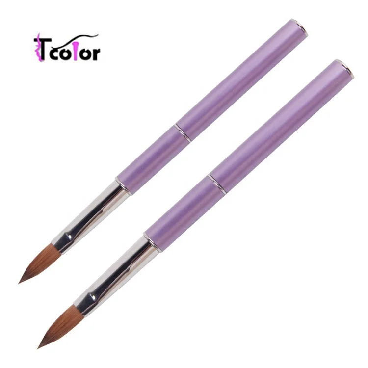 

High Quality Purple Nail Brushes Acrylic Sable 100 Kolinsky Brushes, Blue,black,white or accept customized