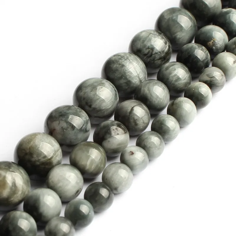 

Natural A+ Grey Hawk's Eye Stone Round Loose Beads for Jewelry Making DIY Bracelet Necklace