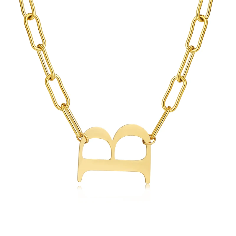 

Letter B golden chain necklace Hip hop style trendy jewelry, Gold