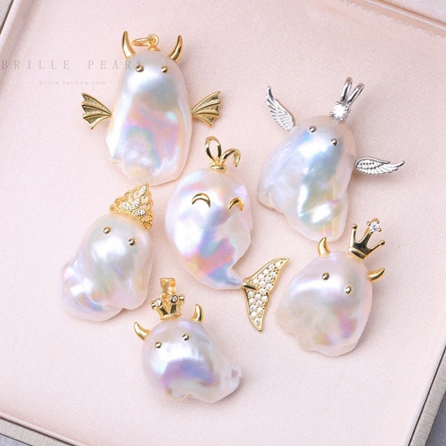 

Original design natural fresh water Baroque pearl pendant A Piao with the wind queen little angel little devil elf customizatio, As shown