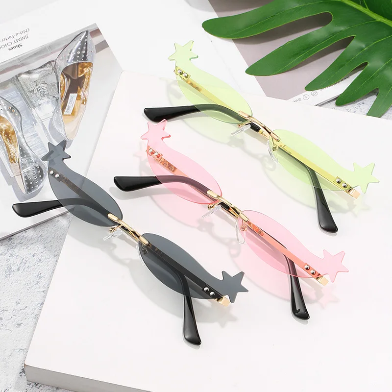 

DCOPTICAL 2021 Rimless Metal Star Cute Whale Sun Glasses Unique Shaped Party Eyewear Plastic Fashion Sun Glasses