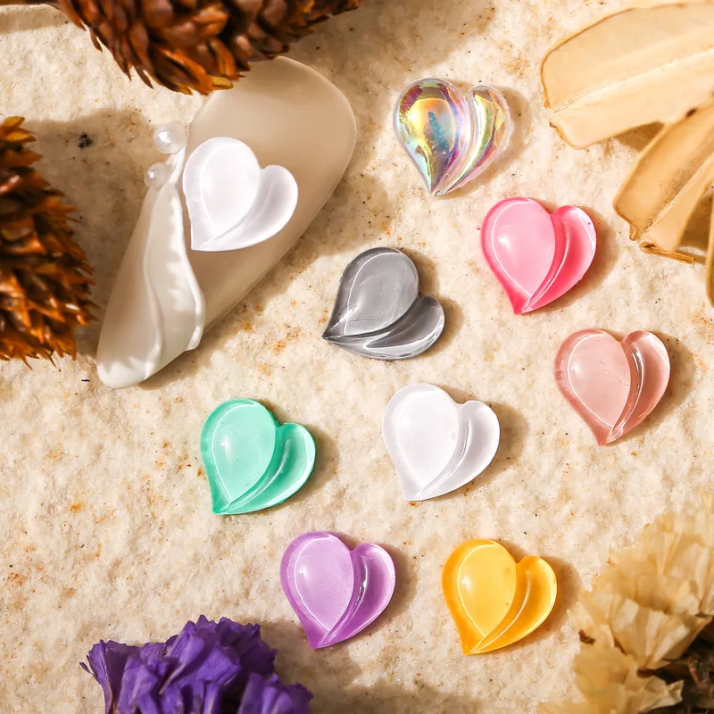 

Tik Tok Custom Logo 3D Kawaii Resin Cute Heart Shape Dangle Nail Art Charms DIY Nail Accessories Decoration, Mixed colors